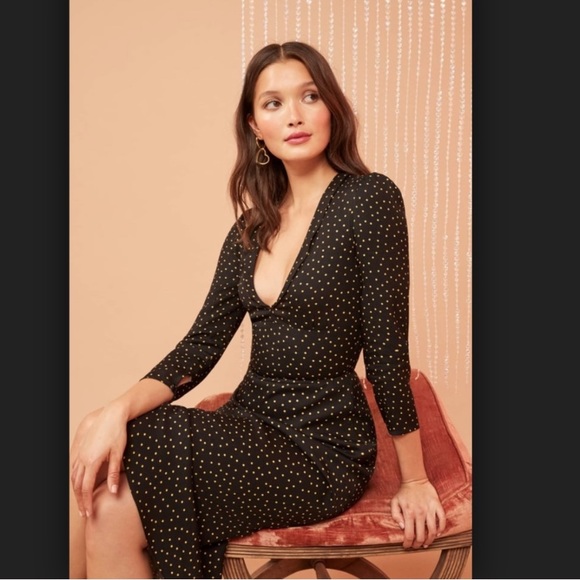 Reformation Dresses & Skirts - NWT Black and yellow polka dot reformation dress